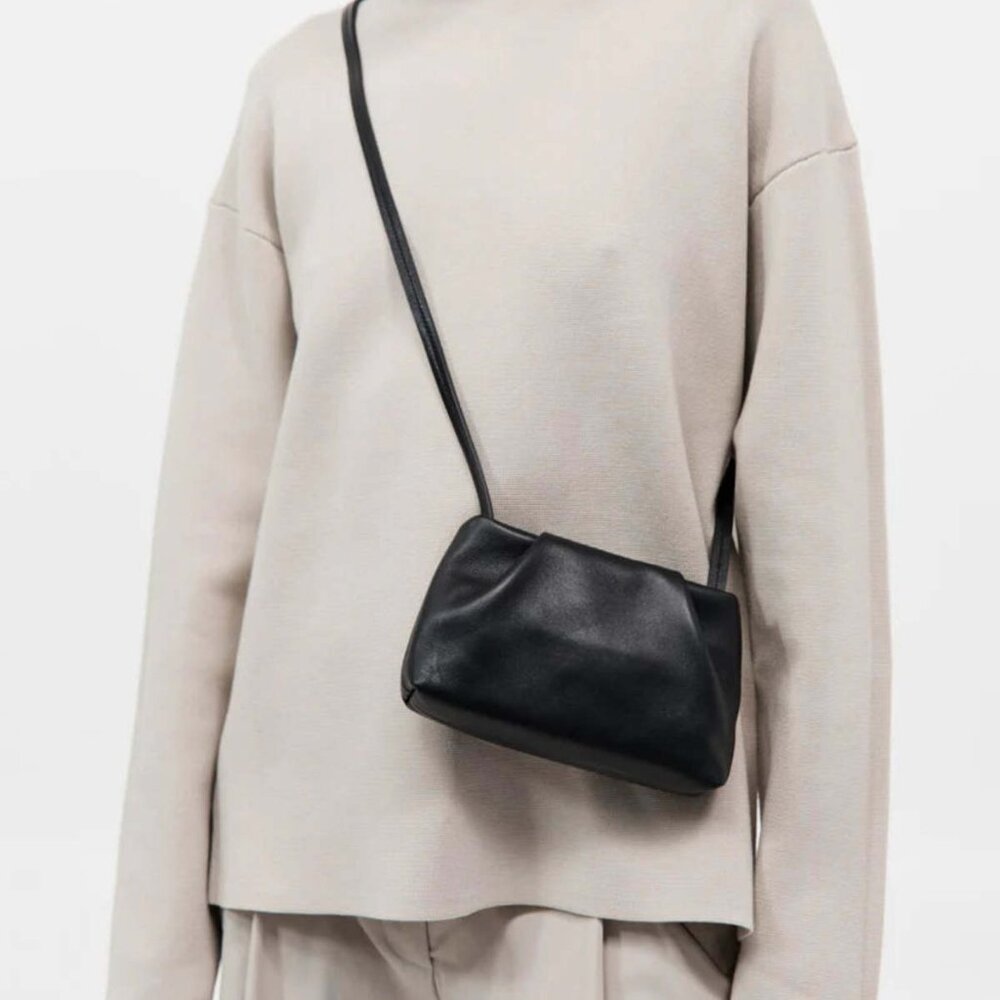 NWT St. Agni Soft Tuck Sling Pouch Small Black Crossbody Bag